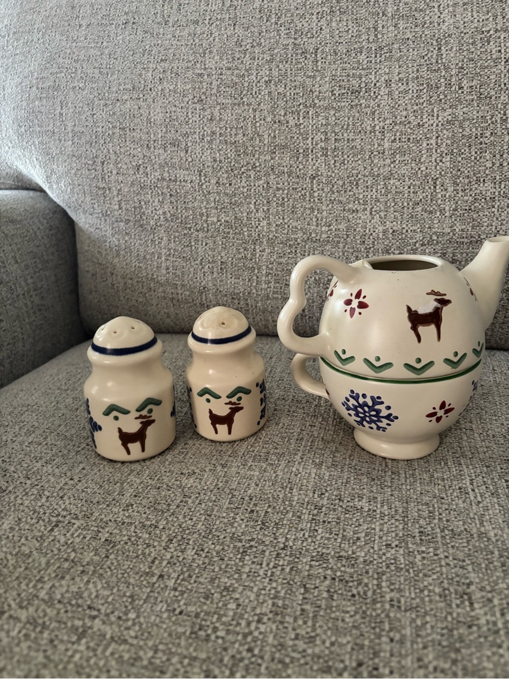 Tea-for-One teapot with matching cup with silt and paper